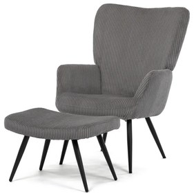 Pihenőfotel lábtartóval L7285 GREY6, szürke