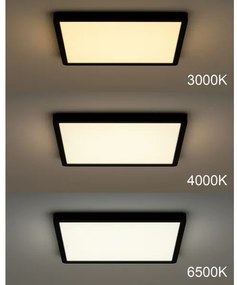 LED mennyezeti lámpatest LED/24W/230V 3000/4000/6500K 30x30 cm fekete