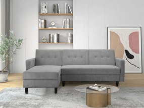 Világosszürke kordbársony kinyitható sarokkanapé Hartford – Støraa