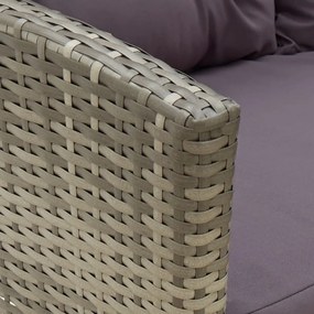 2-részes szürke polyrattan kerti bútorszett párnákkal