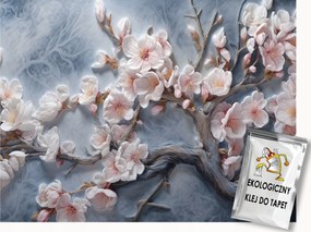 Fotótapéta Flizelina Természet Fa Ág Cseresznye Virágok 3D 200x140 ragasztó