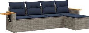 vidaXL 5 részes szürke polyrattan kerti ülőgarnitúra párnával