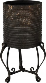 Fekete-arany virágtartó fedél dekoratív lábakon 29x53 cm