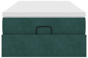 Ottomán ágykeret matraccal sötétzöld 80x200cm bársony