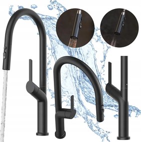 Konyhai csaptelep fekete kihúzható kifolyócső Nokka álló konyhai csaptelep