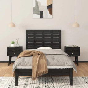 fekete tömör fenyőfa fali fejtámla 106 x 3 x 63 cm