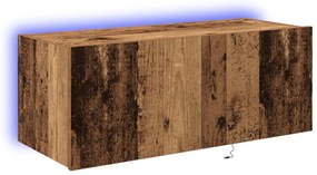 TV Fali Szekrény LED Világítással Régi Fa 80x35x31 cm