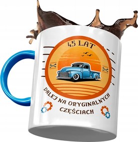 Kék Bögre Születésnapra 45 45-es 45-ös, fényképes Nyomtatással