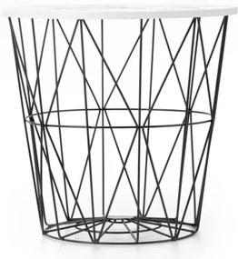 Kávésasztal HARISSA 41x42 cm fekete/fehér márvány dekoráció