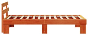 Ágykeret Fejtámlával Gyantázott barna 90x200 cm Tömör Fa Fenyő