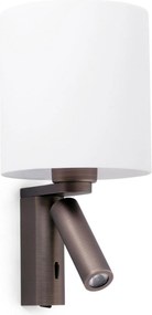 Faro Rob Shade bronz fali lámpa olvasólámpával E27 IP20