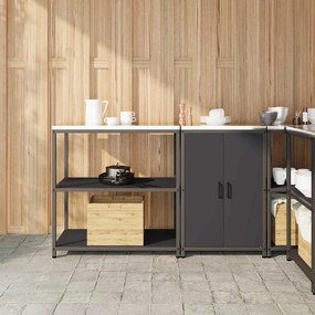 Konyhai Tároló Készlet polcokkal 2 pcs Fekete 150 x 50 x 92 cm