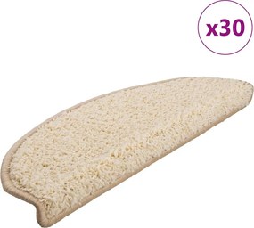 vidaXL 30 db krémszínű, félkör alakú lépcsőszőnyegek, 65 x 21 x 4 cm, nagy