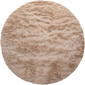 Shaggy Szőnyeg Kerek Puha Nappaliba 160CM Plüss Bézs Barna Vörös