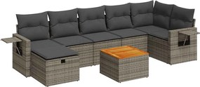 vidaXL 8 részes szürke polyrattan kerti ülőgarnitúra párnákkal