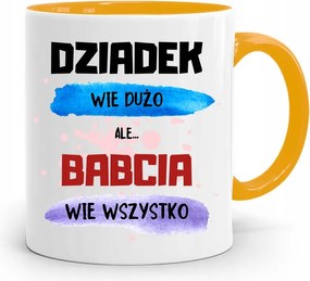 Sárga Bögre Nagymama Napja Nagymama Mindent Tud fényképes nyomattal