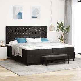 Box spring ágy matraccal és padal fekete 200x200 cm velúr