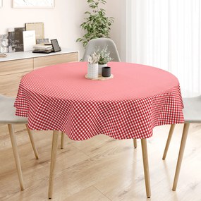Goldea kanafas pamut asztalterítő - kicsi piros-fehér kockás - kör alakú Ø 100 cm