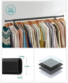 Mobil álló ruhafogas LINEA, fekete