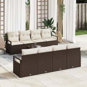 9 részes kerti kanapé szett párnákkal Barna Poli Rattan, 2 fős kerti kanapé párnákkal Barna Poli Rattan