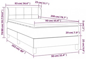 sötétszürke szövet rugós ágy matraccal 90 x 200 cm