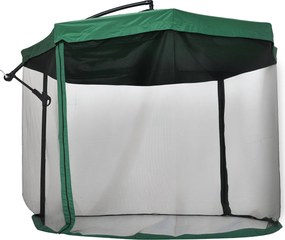 Outsunny Dőlt Oktogonális Napernyő 360 ° Forgó Kézi Mechanizmussal, Szúnyoghálóval és Keresztalappal Ø 295 x 242H cm - Zöld | Aosom