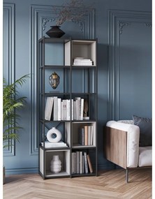 Fekete-krémszínű könyvespolc 71x179 cm Anya – Marckeric