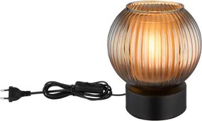 Globo 15638TP Asztali lámpa fém fekete matt, petroleumkék üveg búra, belül fehér, fekete PVC kábel, billenőkapcsoló a kábelen, ø: 150mm, M: 170mm, kábel hossza 1500mm, 1x E27 25W 230V izzó nélkül