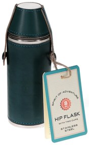 Sötétkék rozsdamentes acél laposüveg és röviditalos pohár készlet 3 db-os 220 ml Spirit of Adventure – Rex London