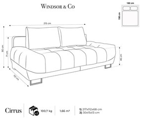 Cirrus bézs háromszemélyes kinyitható kanapé bársony kárpittal - Windsor &amp; Co Sofas