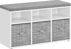 Sokoldalú cipősszekrény 3 nyitott polccal és 3 szürke anyagbetéttel