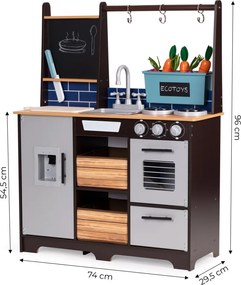 Fából készült konyha gyerekeknek veteményeskerttel és kiegészítőkkel