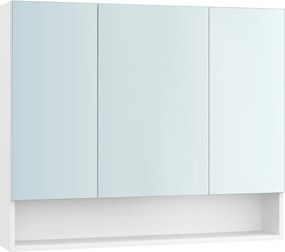 Fürdőszoba szekrény Vasagle 3 ajtós tükör fehér 70x75 cm állítható polcok