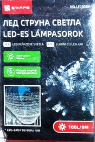 8 méter LED Karácsonyi Füzér Biztonságos Kültéri 220V Adapterrel Időzítő 8 Villogási Mód Fényfüzér Hideg fehér