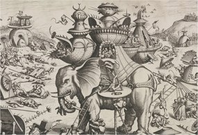 Fotótapéta Falra az előszoba konyhájába Groteszk csata 152x104 Ragasztó