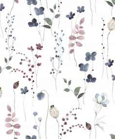 Fali tapéta növényi motívum árnyalatok lila kék zöld tapéta