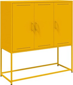vidaXL mustársárga acél magasszekrény 100,5 x 39 x 107 cm
