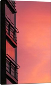 Vászonkép Rózsaszín égbolt Naplemente épület 60x100