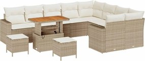 vidaXL Kerti Kanapé Szett 12 pcs Bézs polirattan
