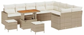 vidaXL Kerti Kanapé Szett 12 pcs Bézs polirattan