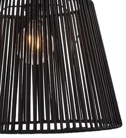 Kültéri függőlámpa fekete, fekete kötélárnyékolóval IP44 - Cava Jayla