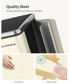 SONGMICS konyhai szemetes, 2 x 15 literes dupla kuka szelektív hulladékgyűjtéshez, homokbézs és fekete színben