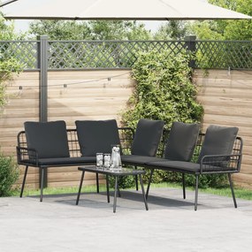 L-alakú kanapé Fekete 231x173x78 cm Polirattan
