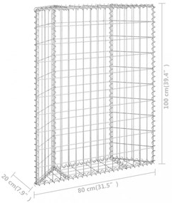 trapéz alakú horganyzott acél gabion magaságyás 80x20x100 cm