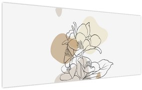 Kép - Bézs virágok pillangóval N⁰1 (120x50 cm)