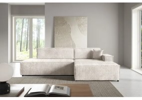 TERAMO L-alakú, ággyá alakítható jobb oldali sarokülőgarnitúra tárolóval, bézs