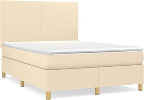 vidaXL krémszínű szövet rugós ágy matraccal 140 x 190 cm