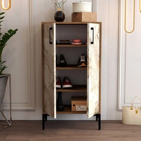 Prag - Walnut, White Marble