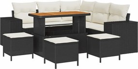 vidaXL Kerti Kanapé Szett párnával tárolóval 9 pcs Fekete és Krém