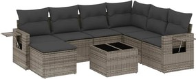 vidaXL 8 részes szürke polyrattan kerti ülőgarnitúra párnákkal